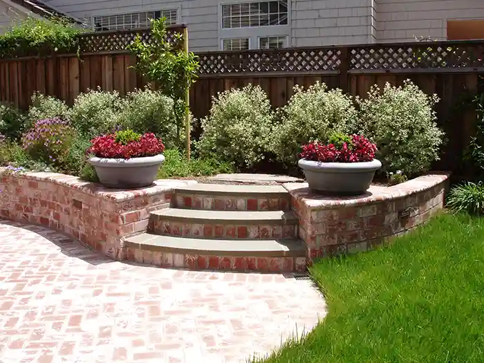 Brick stairs as part of a Santa Rosa landscape construction project