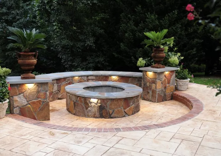 Fire pit with stone seating