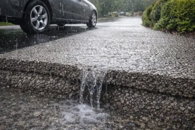 Porous concrete-driveway